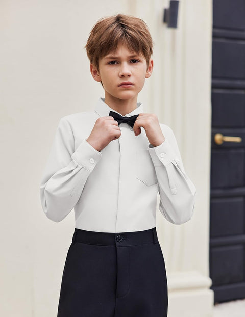 Arshiner Boys Long Sleeve Dress Shirt Formal Uniform Shirts