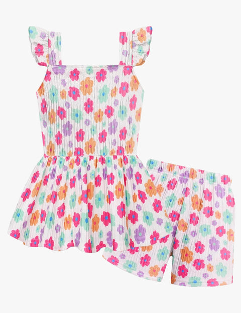 [2-7Y] Arshiner Toddler Girl 2 Piece Outfit Ruffle Top and Shorts Set