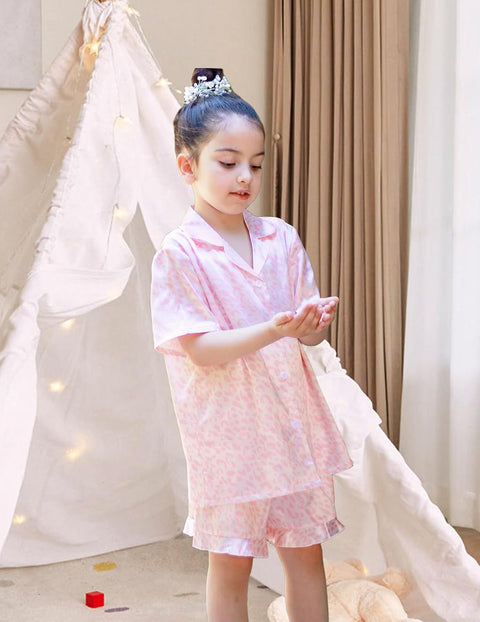 Arshiner Girls Pajamas Silk Satin Pajama Set