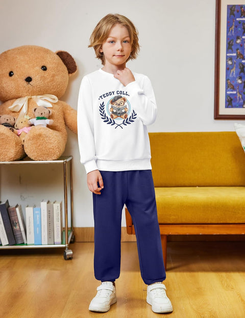Arshiner Boys Teddy Bear Sweatshirt and Pants Outfit Set