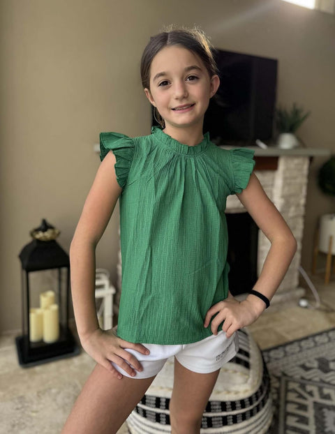 Arshiner Girls Ruffle Short Sleeve Shirts Frill Neck Pleated Blouse Tops