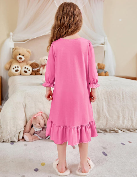 Arshiner Girls Long Sleeve Pajama Dress