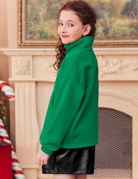 Arshiner Girls Half Zip Sweatshirt Fleece Quarter Pullover