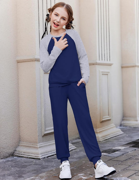Arshiner Girls 2 Piece Outfits Long Sleeve Sweatsuit Set