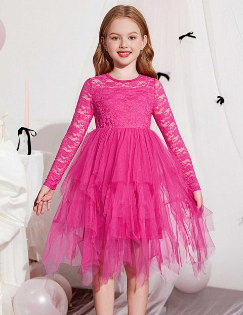 Arshiner Flower Girl Dress Toddler Contrast Lace Tutu Tulle Dresses