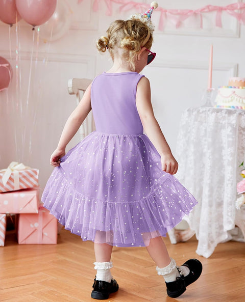 [2T-7Y] Arshiner Toddler Sleeveless Formal Dress Fancy Cute Tulle Glitter Dresses