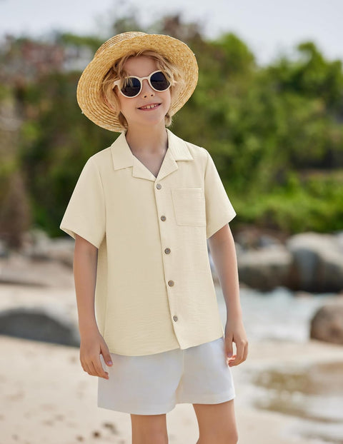 Arshiner Boys Short Sleeve Button Down Shirt 4-12 Years