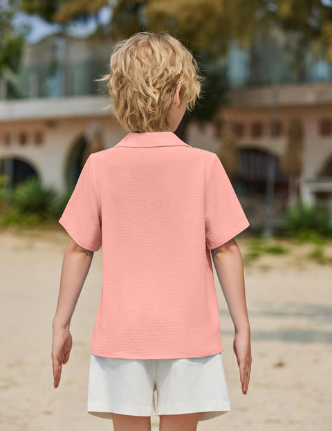 Arshiner Boys Short Sleeve Button Down Shirt 4-12 Years