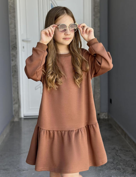 Arshiner Girls Dresses Long Sleeve Pullover Drop Shoulder Dress