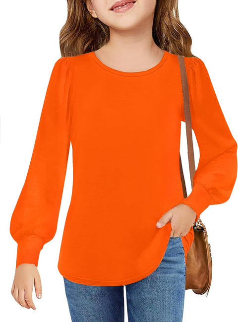 Arshiner Girls Puff Long Sleeve Shirts Lantern Sleeve Tunic Tops