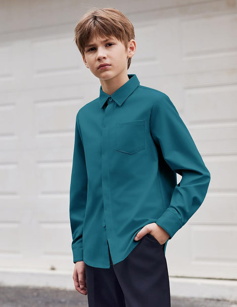 Arshiner Boys Long Sleeve Dress Shirt Formal Uniform Shirts