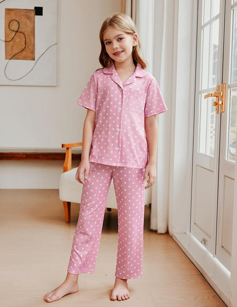 Arshiner Pajamas for Girls Short Sleeve Long Pants Outfit 2 Piece  Pjs Sets