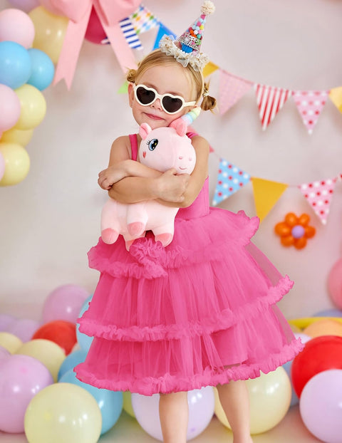 Arshiner Toddler Girls Tulle Dress Tiered Ruffle Fluffy Tutu Dresses 2-8 Years