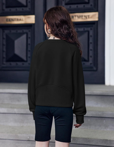 Arshiner Girls Sweatshirt Crop Tops Cropped Ribbed Shirts