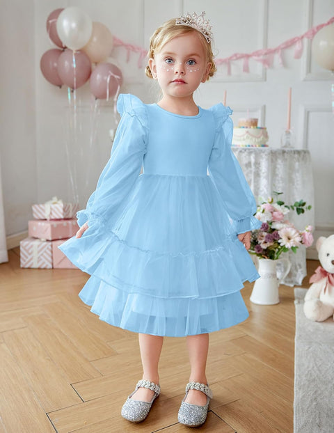 Arshiner Toddler Girls Tiered Tutu Dress Fall Formal Dresses