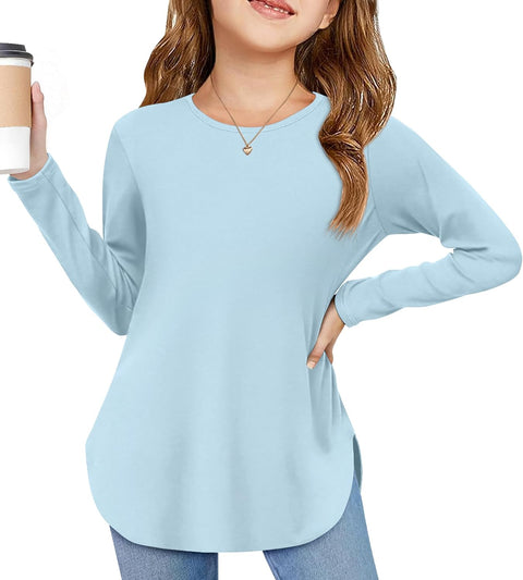 Arshiner Girls Long Sleeve T Shirts Hem Side Soft Tops