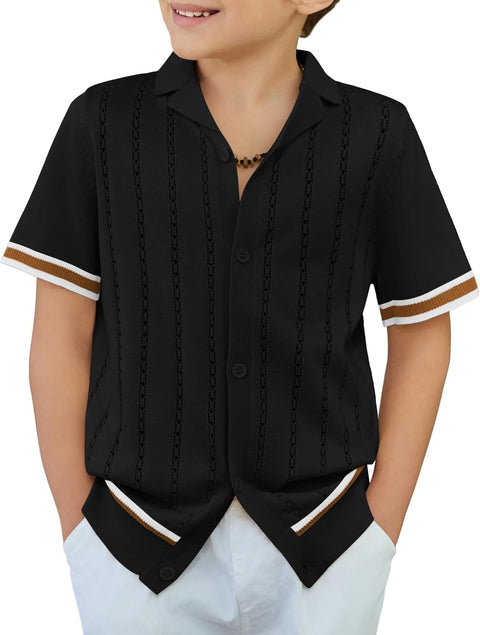 Arshiner Boys Knit Shirts Short Sleeve Button Down Shirt