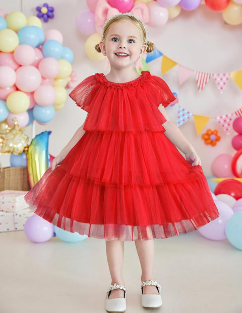 Arshiner Girls Tulle Dress Toddler Layered Tutu Dresses