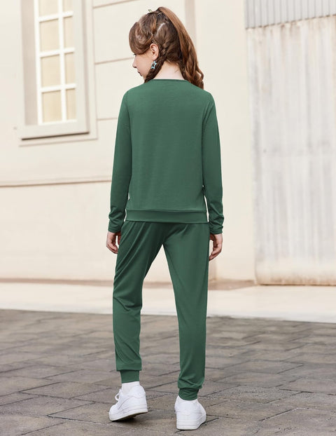 Arshiner Girls Clothes Crew Neck Long Sleeve Tops and Pants Set