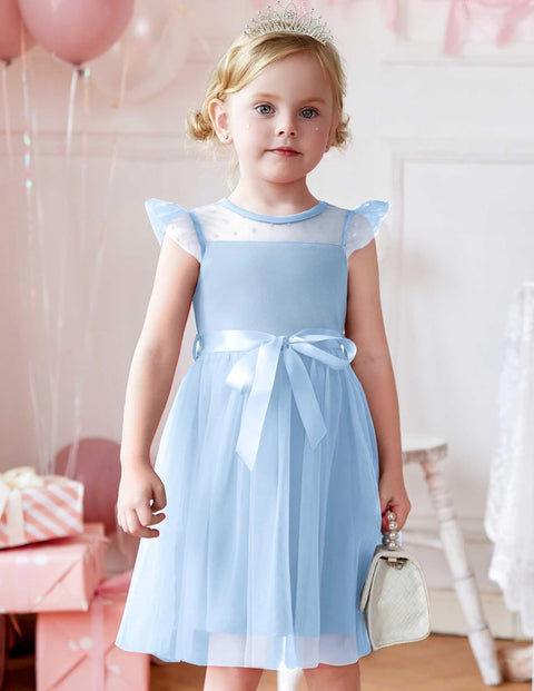 [2-8Y] Arshiner Toddler Girls Tutu Dress Contrast Mesh Party Dresses