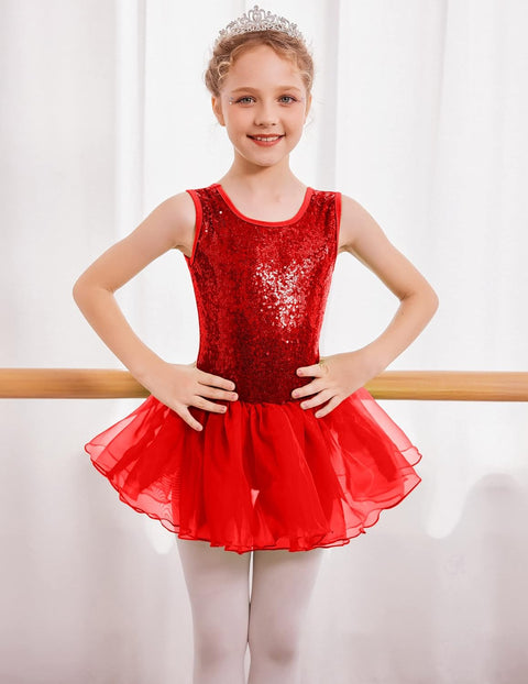 Arshiner Girls Dance Tutu Dress Sparkly Sequin Ballet Cross Back Dresses