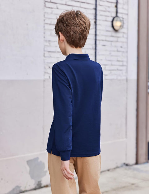 Arshiner Boys Long Sleeve Polo Shirt Uniform Shirt