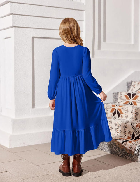Arshiner Girls Maxi Dresses Lantern Long Sleeve Holiday Dress