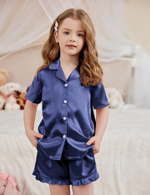 Arshiner Girls Pajamas Silk Satin Pajama Set