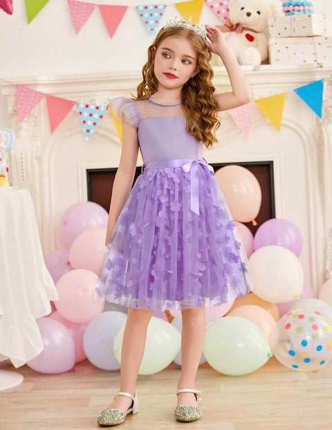[2-8Y] Arshiner Toddler Girls Tutu Dress Contrast Mesh Party Dresses