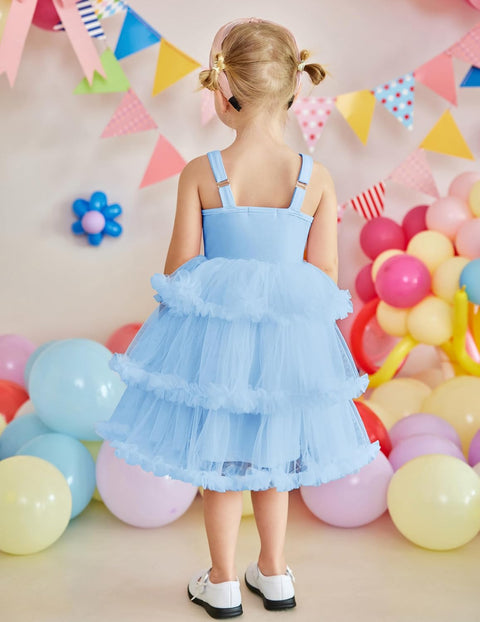 Arshiner Toddler Girls Tulle Dress Tiered Ruffle Fluffy Tutu Dresses 2-8 Years