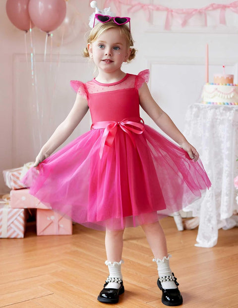 [2-8Y] Arshiner Toddler Girls Tutu Dress Contrast Mesh Party Dresses