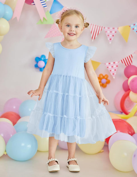 Arshiner Toddler Baby Girl Dress Ruffle Sleeveless Tulle Dresses 2-6