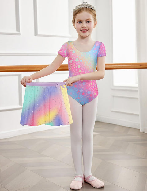 Arshiner Girls Sequin Ballet Leotards Combo Irregular Hem Dance Dresses