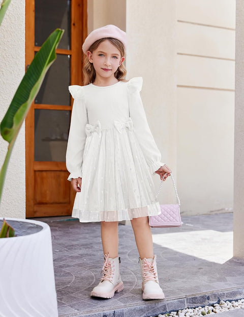 Arshiner Girls Tulle Dresses with Bow Tie Party Dress