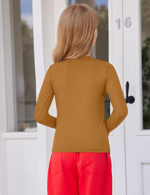 Arshiner Girls Long Sleeve Ribbed Knit Shirts