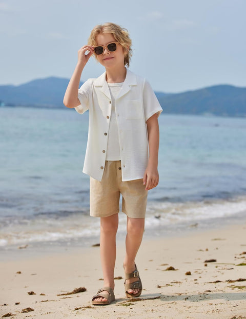 Arshiner Boys Short Sleeve Button Down Shirt 4-12 Years