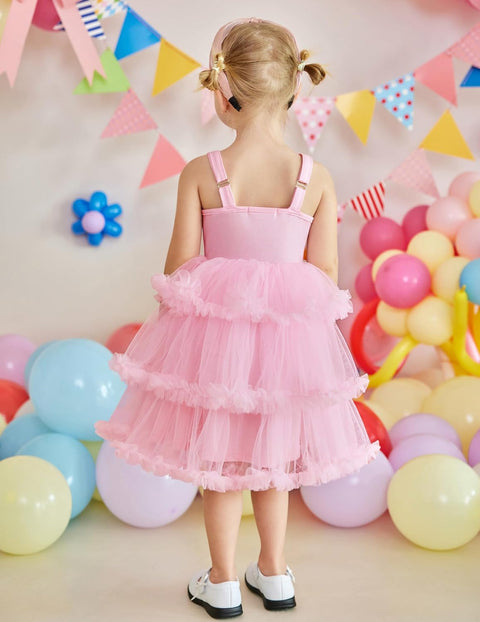 Arshiner Toddler Girls Tulle Dress Tiered Ruffle Fluffy Tutu Dresses 2-8 Years