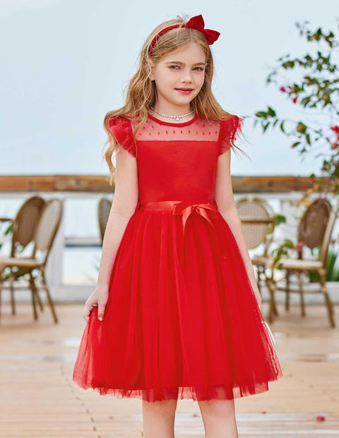 [2-8Y] Arshiner Toddler Girls Tutu Dress Contrast Mesh Party Dresses