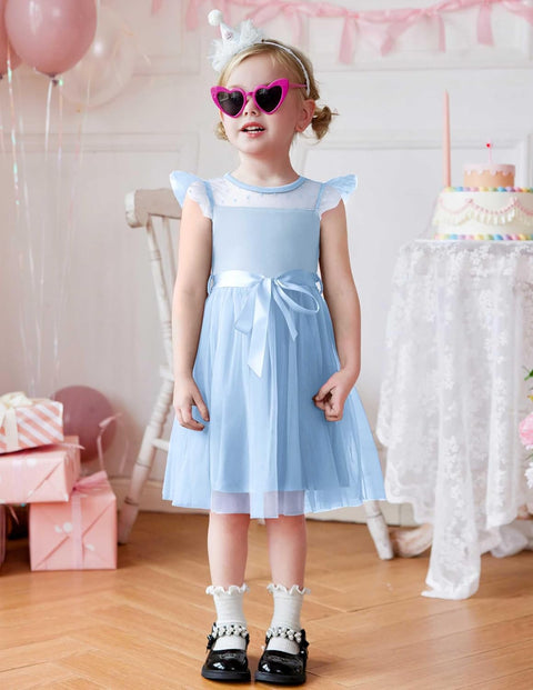 [2-8Y] Arshiner Toddler Girls Tutu Dress Contrast Mesh Party Dresses