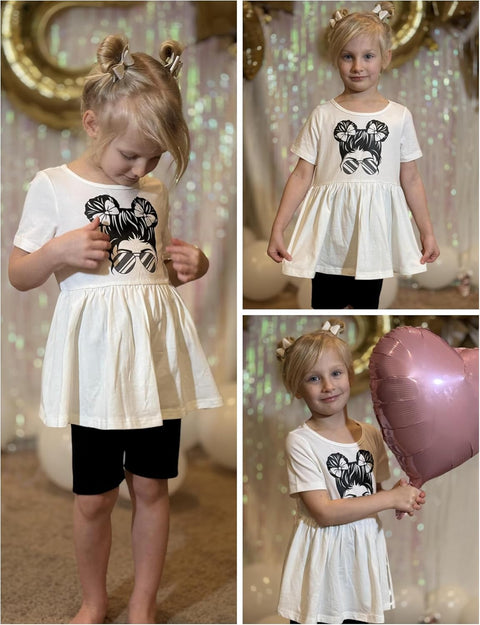 Arshiner Girls Summer Outfits Short Sleeve Ruffle Hem Top and Biker Shorts Set Girl Clothes 6-14 Years
