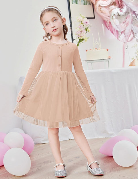 Arshiner Toddler Girls Tutu Dress Long Sleeve Party Dresses