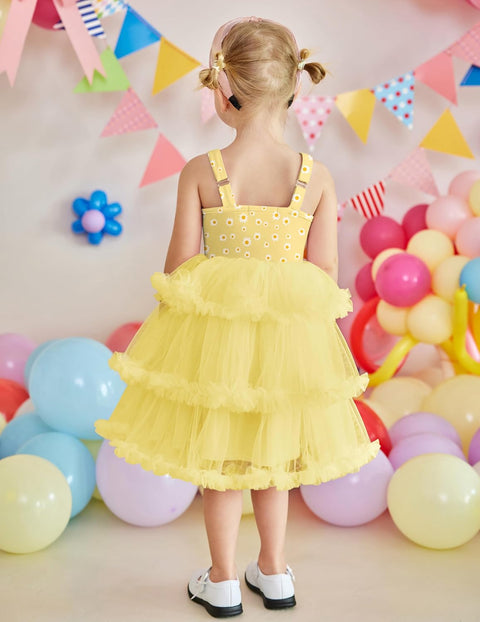 Arshiner Toddler Girls Tulle Dress Tiered Ruffle Fluffy Tutu Dresses 2-8 Years