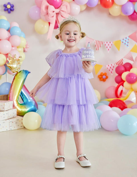 Arshiner Girls Tulle Dress Toddler Layered Tutu Dresses
