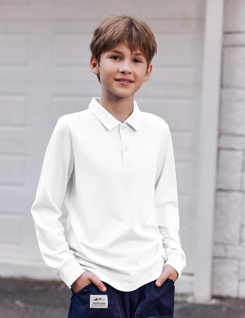 Arshiner Boys Long Sleeve Polo Shirt Uniform Shirt