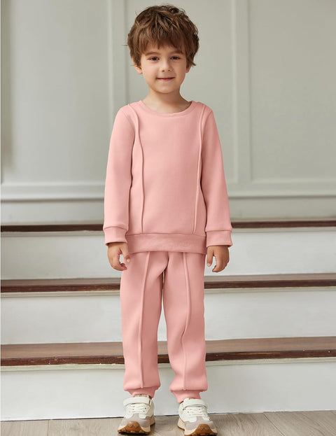 Arshiner Boys Round Neck Long Sleeve Sweatshirt and Pants Set