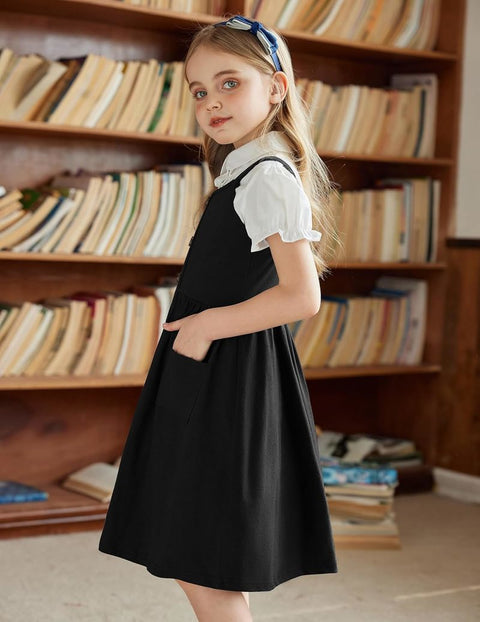Arshiner Girl's Spaghetti Strap Button Down Midi Sleeveless Sundress
