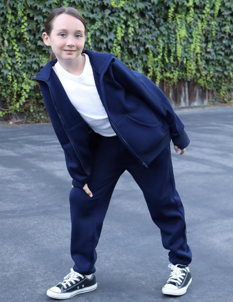 Arshiner Girls 2 Piece Outfit Drop Shoulder Zip Up Hoodies Set