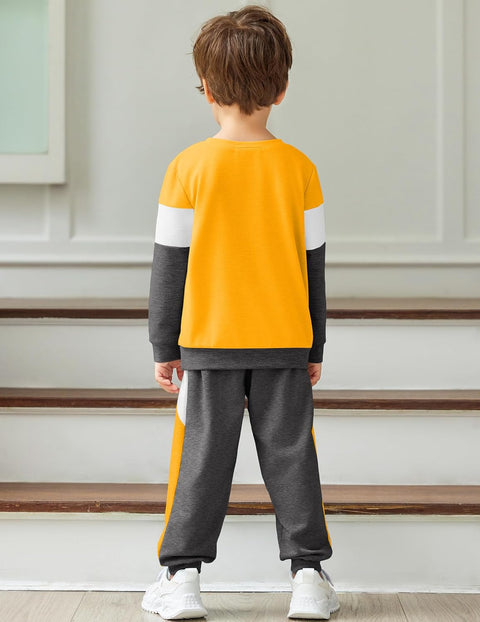 Arshiner Boys 2 Piece Outfit Color Block Sweatshirt & Sweatpants