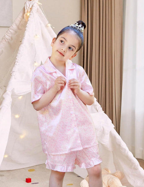 Arshiner Girls Pajamas Silk Satin Pajama Set