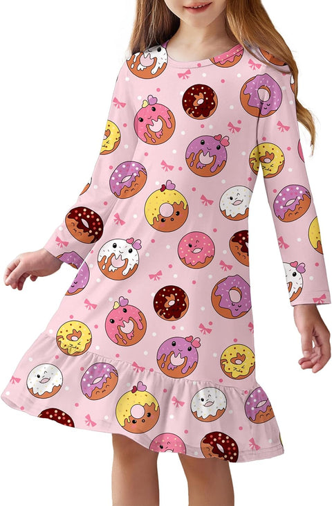 Arshiner Girls' Sleepwear Long Sleeve Cute Nightie Pajama Dress